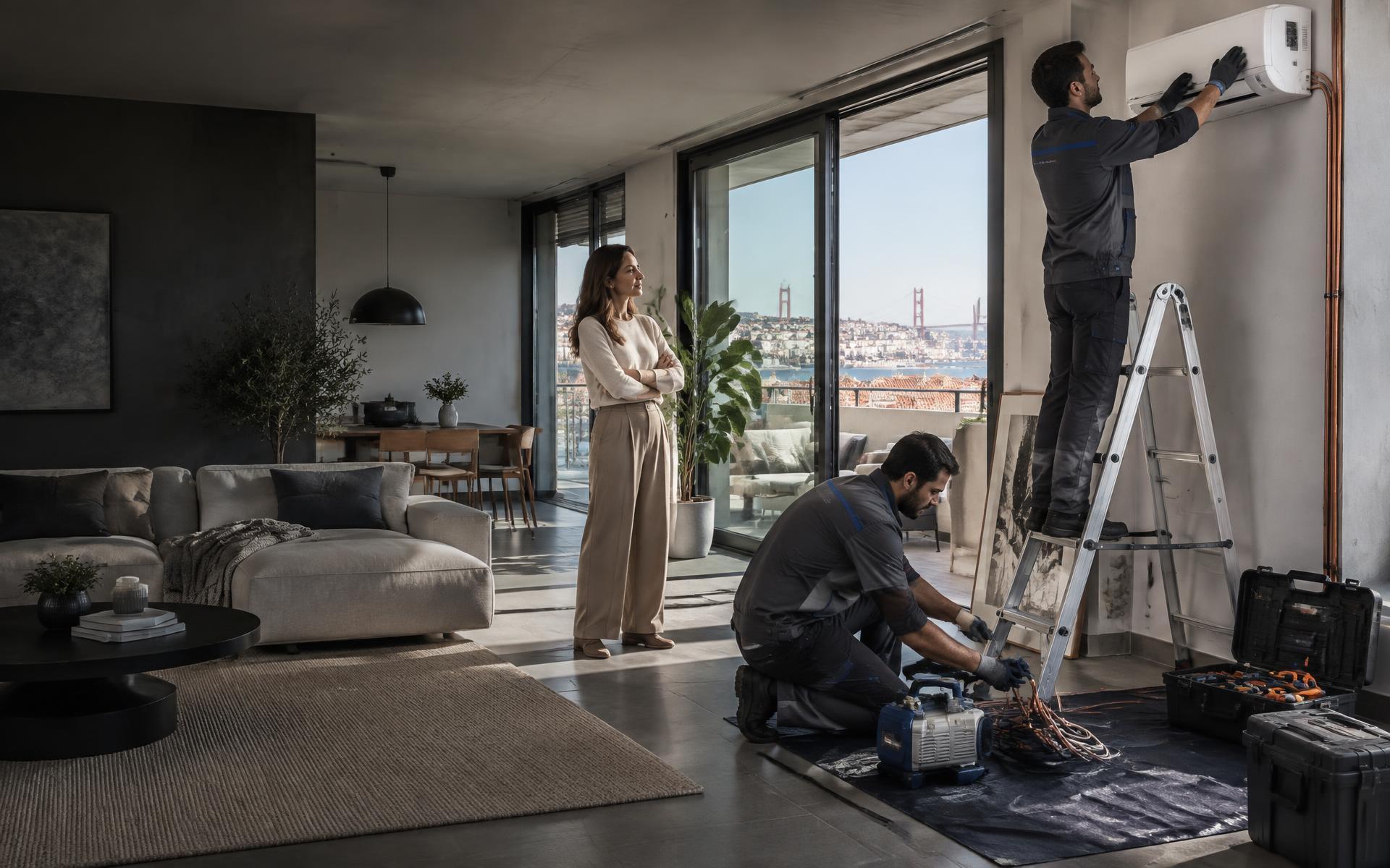 Instalação cuidada de ar condicionado numa habitação